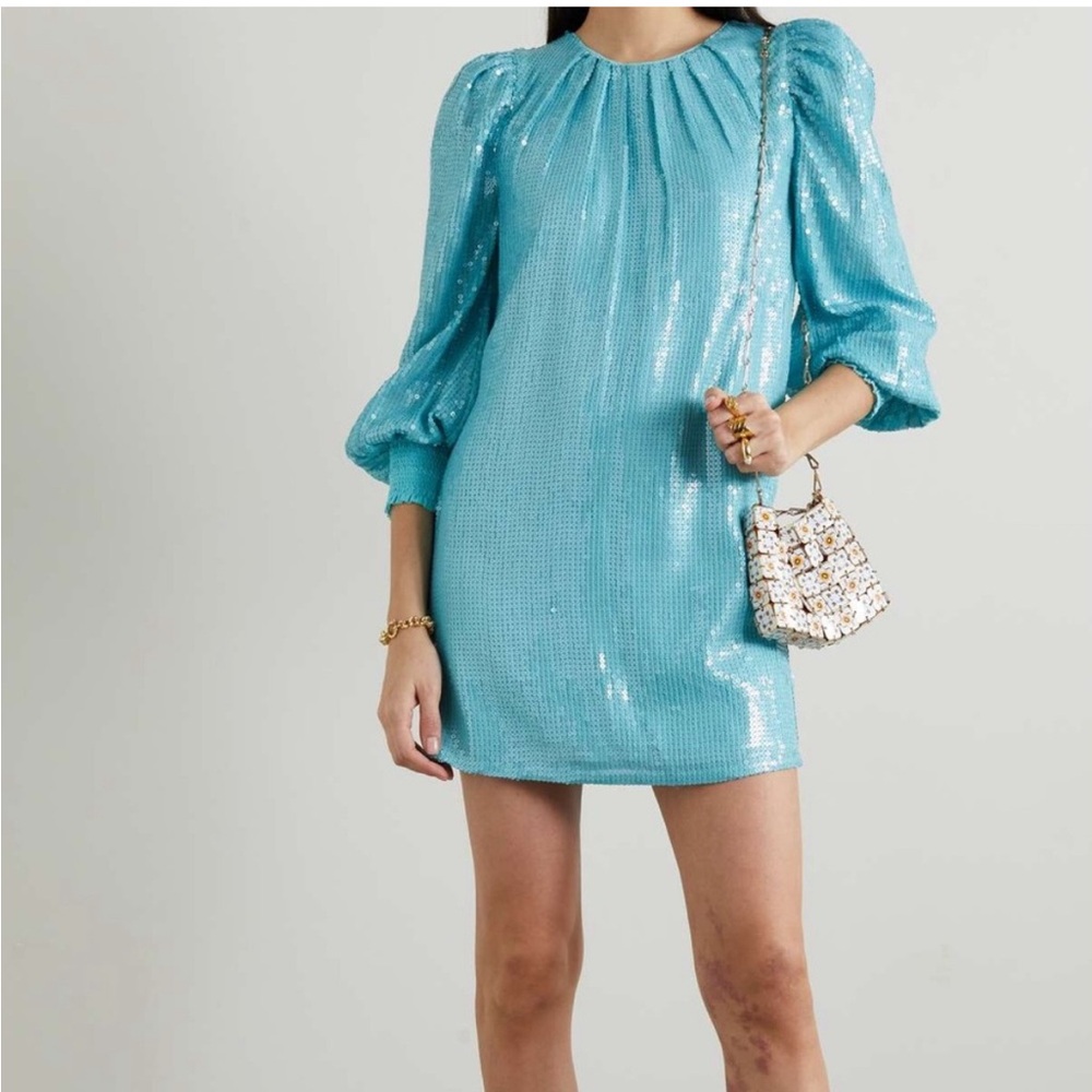 Alice + Olivia Pauletta blue sequin mini dress size medium